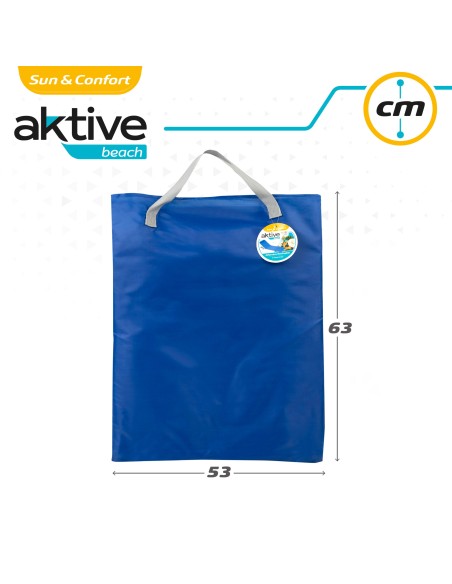 Tapis pliant avec dossier inclinable, coussin et pochette bleue