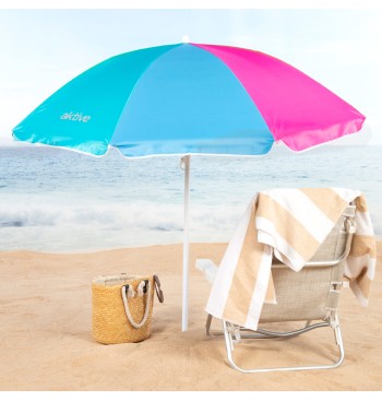 Parapluie de plage 8 mâts 180 cm rayures multicolores 2