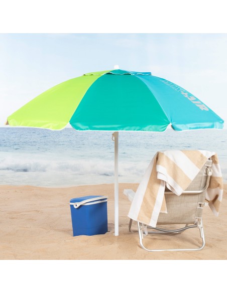 Parapluie de plage coupe-vent 8 tiges 220 cm multicolore