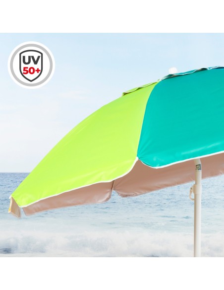 Parapluie de plage coupe-vent 8 tiges 220 cm multicolore