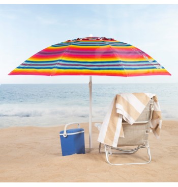 Parapluie de plage coupe-vent 8 mâts 200 cm rayures... 2