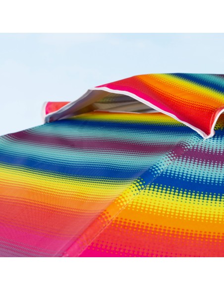 Parapluie de plage coupe-vent 8 mâts 200 cm rayures multicolores