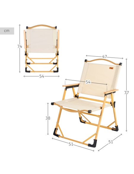 Chaise haute pliante glamping crème aluminium
