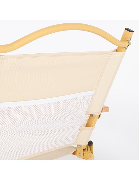 Chaise basse pliante glamping crème aluminium avec pochette
