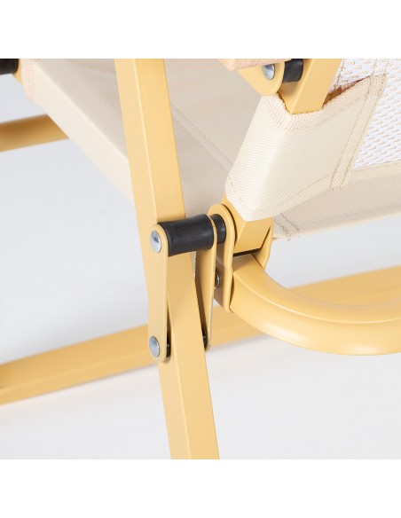Chaise basse pliante glamping crème aluminium avec pochette