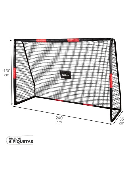 But de football 240x85x160 cm avec protection et 7 piquets