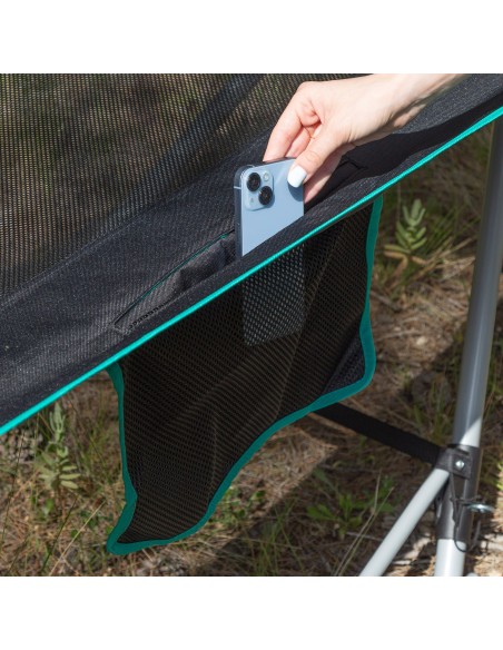 Hamac de camping pliable 265x78x80 cm noir avec porte-gobelets