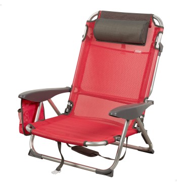 Chaise de plage basse XL multiposition 51x45x76 cm rouge...