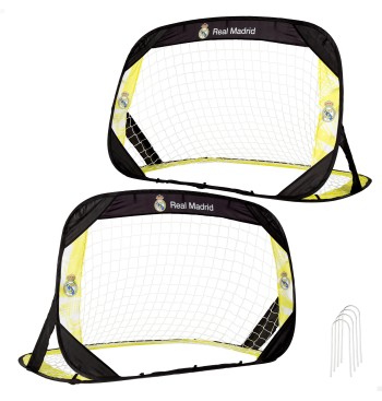 Real Madrid Lot de 2 buts 120x80x80 cm avec 4 piquets