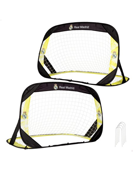 Real Madrid Lot de 2 buts 120x80x80 cm avec 4 piquets
