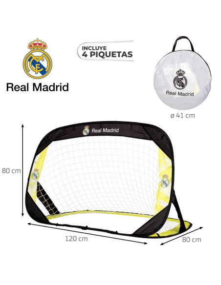 Real Madrid Lot de 2 buts 120x80x80 cm avec 4 piquets