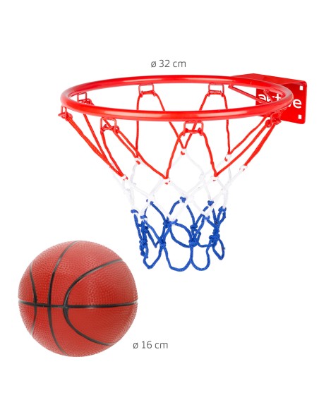 Panier de basket mural de 32 cm avec ballon et pompe