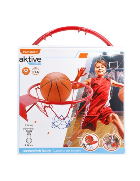 Panier de basket mural de 32 cm avec ballon et pompe
