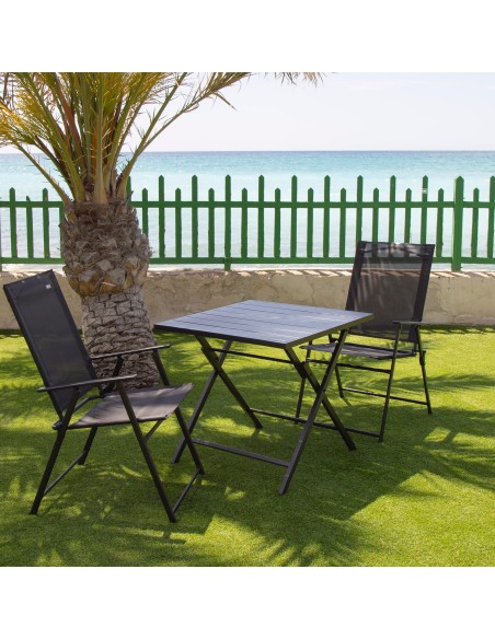 Ensemble table et 2 chaises de jardin pliantes