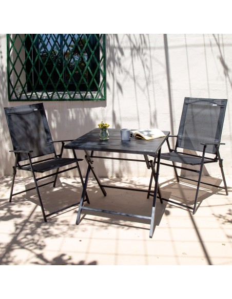 Ensemble table et 2 chaises de jardin pliantes