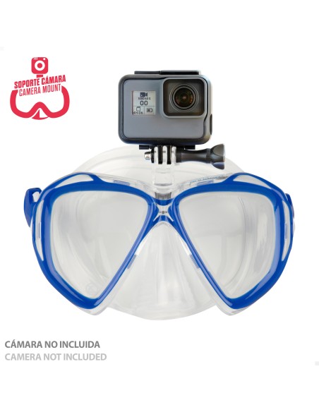 Ensemble lunettes de plongée et tuba pour adultes avec support pour caméra