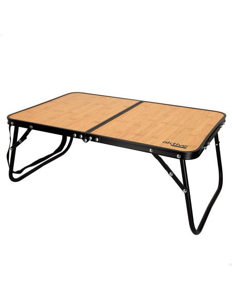 Table de camping pliante en bambou avec poignées
