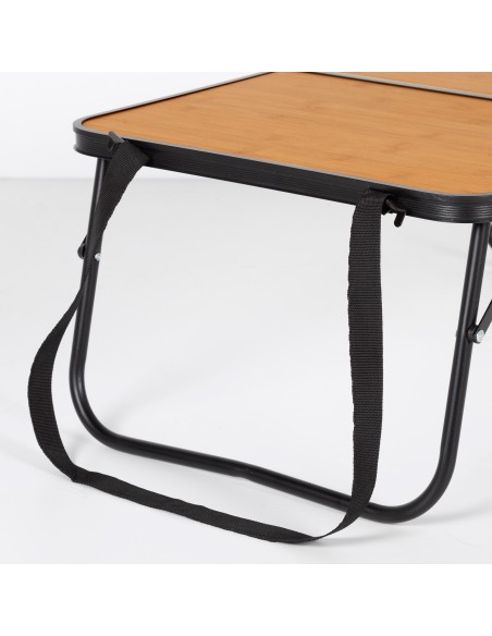 Table de camping pliante en bambou avec poignées