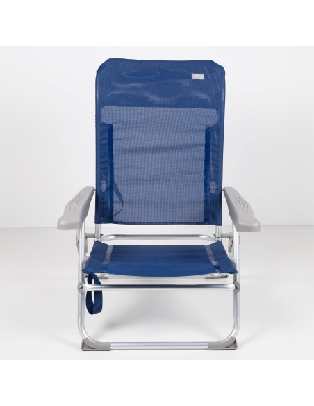 Chaise de plage pliante multipositions fine 47x56x89 cm bleue