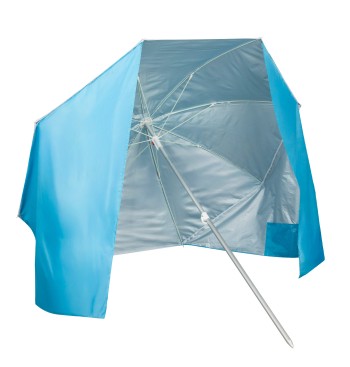 Parapluie de plage 8 tiges 200 cm bleu avec brise-vent