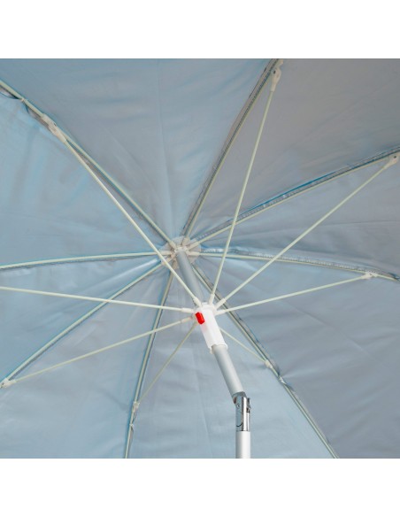 Parapluie de plage 8 tiges 200 cm bleu avec brise-vent