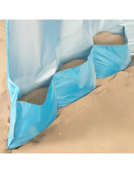 Parapluie de plage 8 tiges 200 cm bleu avec brise-vent