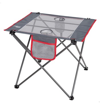 Table de camping pliante avec sous-verres et poche