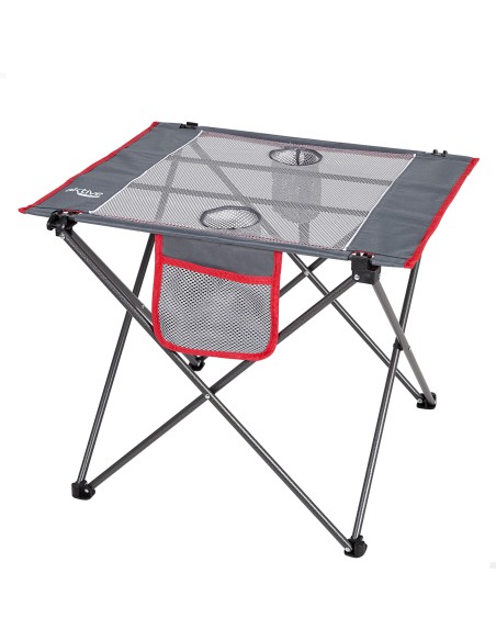 Table de camping pliante avec sous-verres et poche