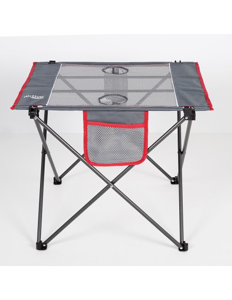 Table de camping pliante avec sous-verres et poche