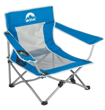 Chaise basse pliante anti-bascule bleue