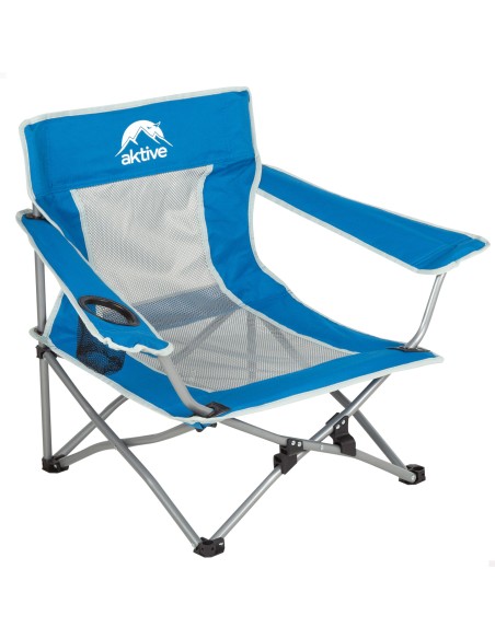 Chaise basse pliante anti-bascule bleue