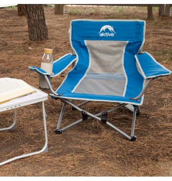 Chaise basse pliante anti-bascule bleue 2