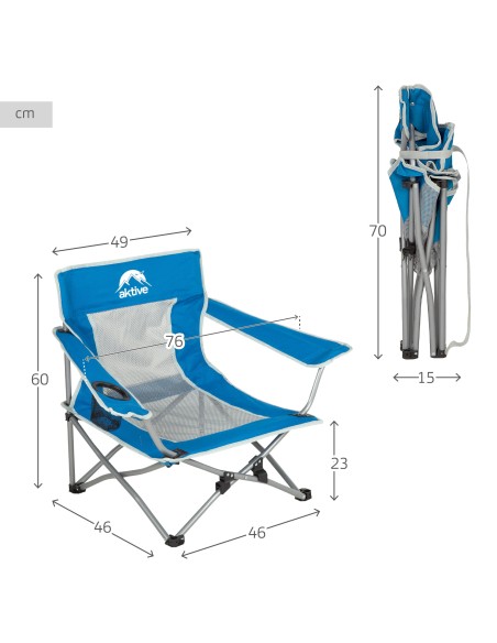 Chaise basse pliante anti-bascule bleue