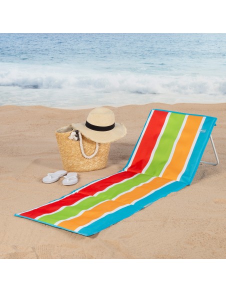 Tapis de plage avec dossier inclinable multicolore
