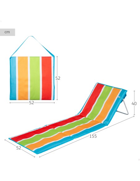 Tapis de plage avec dossier inclinable multicolore