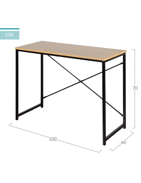 Max Home : bureau en bois et acier 100 x 40 x 70 cm