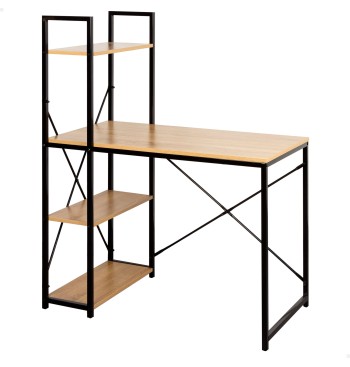 Max Home : bureau avec étagère en bois et acier, 120 x 64...
