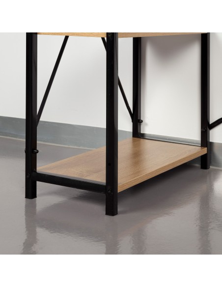 Max Home : bureau avec étagère en bois et acier, 120 x 64 x 120 cm