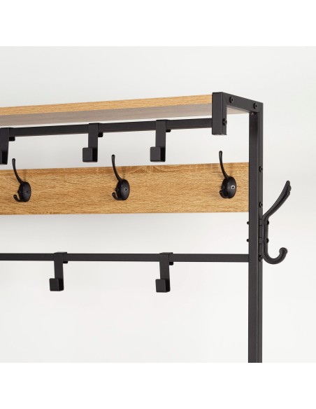 Max Home : porte-manteaux et porte-chaussures d'entrée en bois et en acier, 4 étagères, 102 x 40 x 180 cm