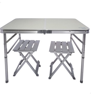 Table de camping pliante avec 2 tabourets