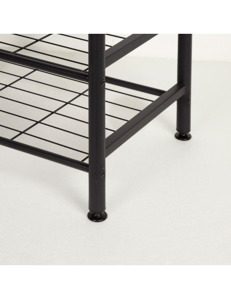 Max Home Porte-manteaux et porte-chaussures d'entrée en bois et en acier, 3 étagères métalliques, 60 x 40 x 175 cm