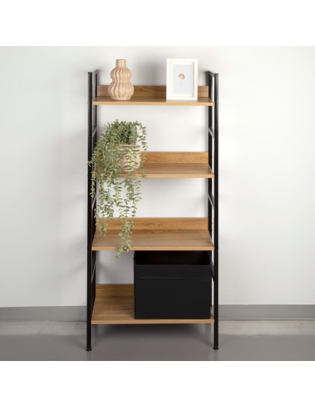 Max Home Étagère en bois et acier, 4 tablettes, 60 x 28 x 126 cm