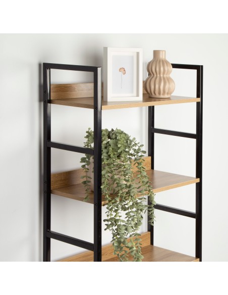 Max Home Étagère en bois et acier, 4 tablettes, 60 x 28 x 126 cm