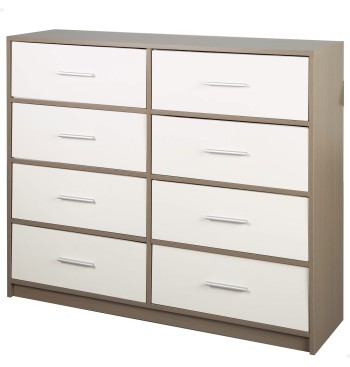 Max Home : Commode blanche et bois, 8 tiroirs en tissu,...