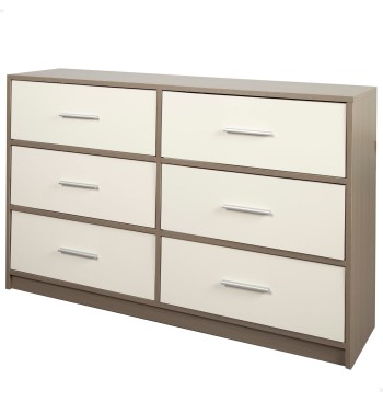 Max Home : commode blanche et bois à 6 tiroirs en tissu