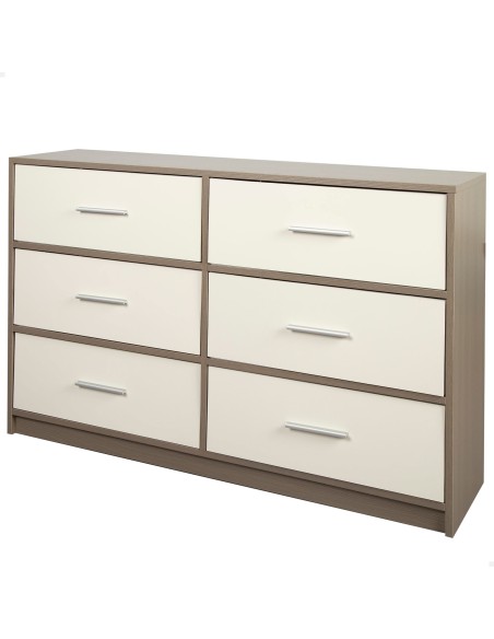 Max Home : commode blanche et bois à 6 tiroirs en tissu