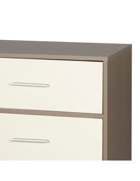 Max Home : commode blanche et bois à 6 tiroirs en tissu