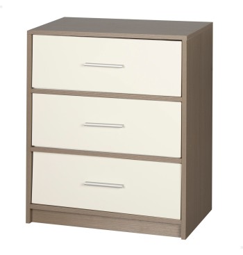 Max Home Table de chevet blanche et bois, 3 tiroirs en...