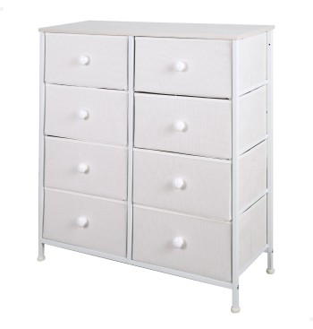 Commode blanche Max Home à 8 tiroirs en tissu, 80 x 30 x...