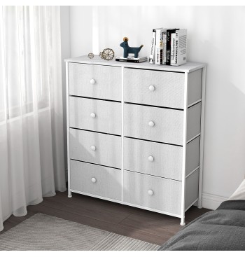 Commode blanche Max Home à 8 tiroirs en tissu, 80 x 30 x... 2